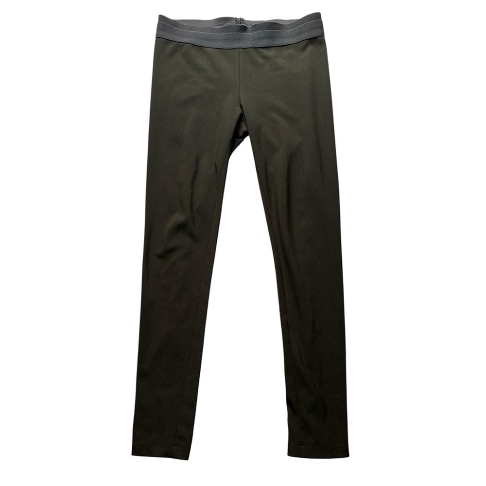 BCBGMAXAZRIA Women’s Olive Green Ribbed Back Leg Zip Pants Size Large